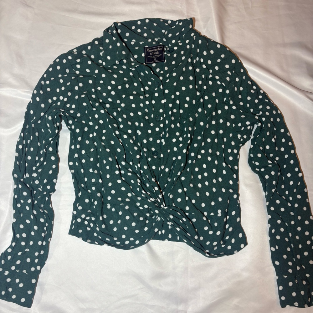 Abercrombie & Fitch Women’s XS Emerald Green Polka Dot Blouse